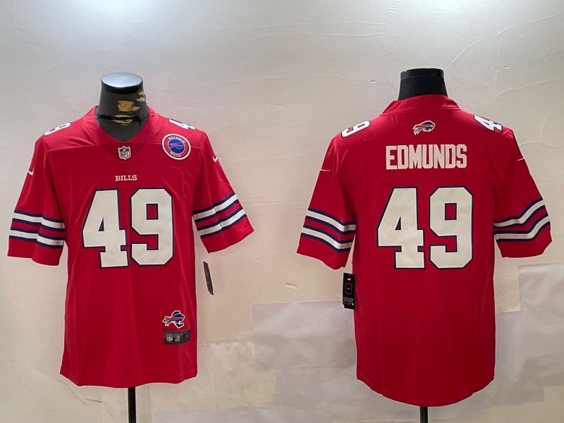 Men Buffalo Bills 49 Edmunds Red Second generation 2024 Nike Limited NFL Jersey style 3